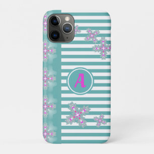 Artdeco Flowers in Retro Style with monogram iPhone 11 Pro Case