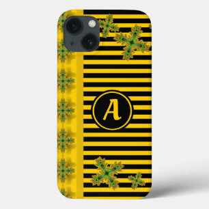 Artdeco Flowers in Retro Style with monogram iPhone 13 Case