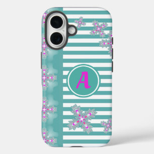 Artdeco Flowers in Retro Style with monogram iPhone 16 Case
