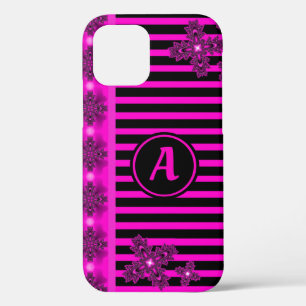 Artdeco Flowers in Retro Style with monogram iPhone 12 Case