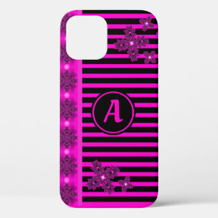 Artdeco Flowers in Retro Style with monogram iPhone 12 Case
