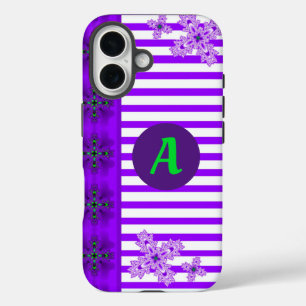 Artdeco Flowers in Retro Style with monogram iPhone 16 Case