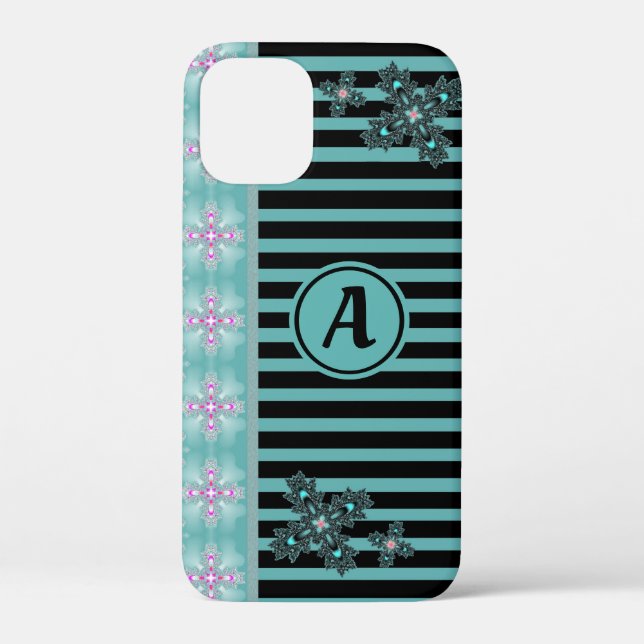 Artdeco Flowers in Retro Style with monogram Case-Mate iPhone Case (Back)