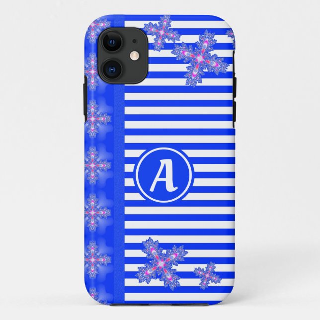 Artdeco Flowers in Retro Style with monogram Case-Mate iPhone Case (Back)