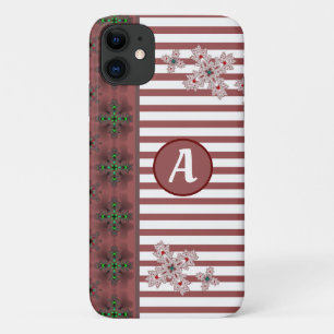 Artdeco Flowers in Retro Style with monogram iPhone 11 Case