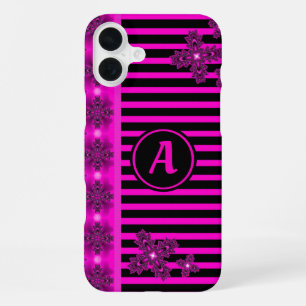 Artdeco Flowers in Retro Style with monogram iPhone 16 Plus Case