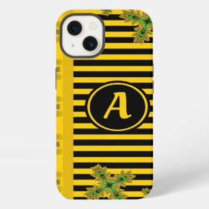 Artdeco Flowers in Retro Style with monogram iPhone 13 Case
