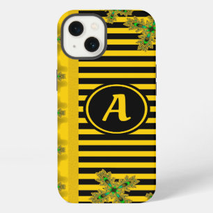 Artdeco Flowers in Retro Style with monogram iPhone 13 Case