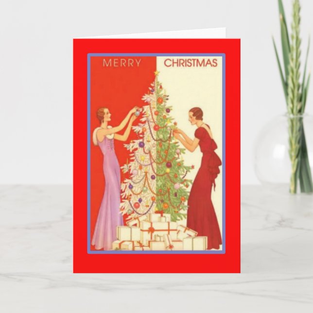 ArtDecoLadiesChristmas-GreetingCard Holiday Card (Front)