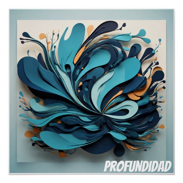 Arte Abstracto Marino Profundidad Azul Poster (Front)