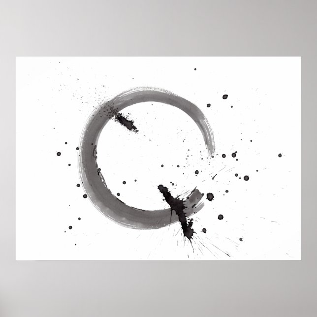 Arte abstrata preto e branco em aquarela  poster (Front)