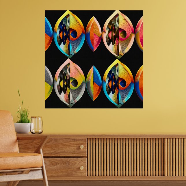 Arte Moderno Abstracto "Fusión Vibrante":  Poster (Living Room 2)