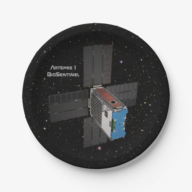 Artemis BioSentinel CubeSat Paper Plate (Front)