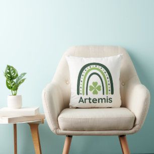 Artemis Clover Boho Rainbow Throw Pillow