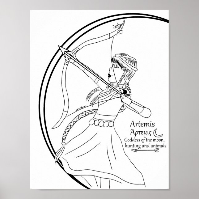 Artemis Colouring Page Print (Front)