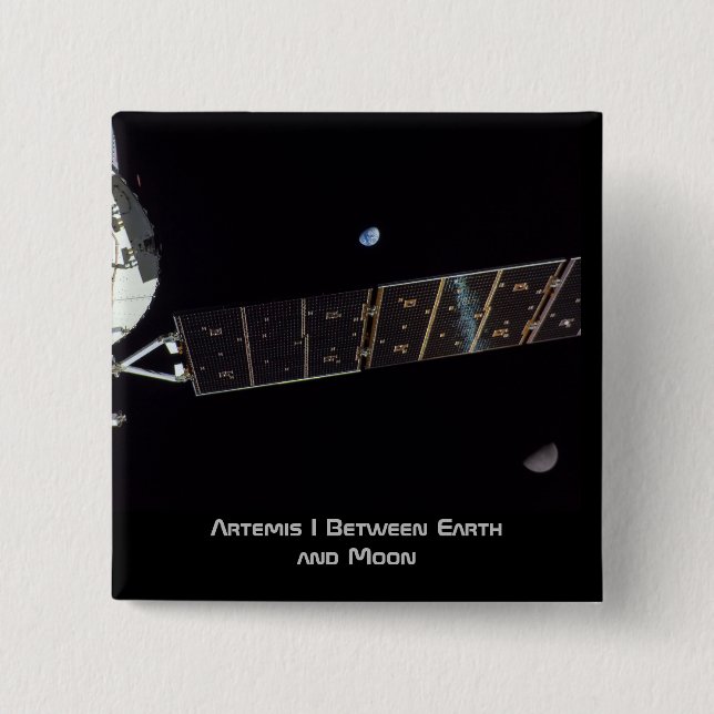  Artemis I Between Earth and Moon 2 Inch Square Button (Front)