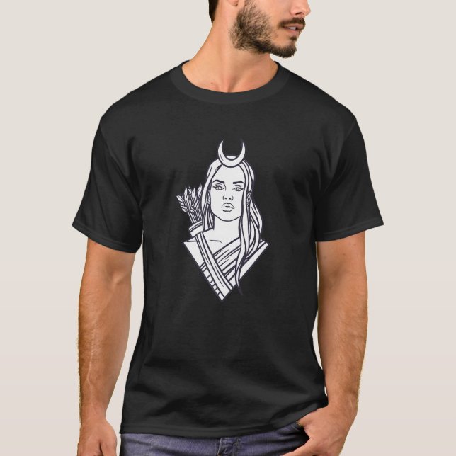 Artemis Line Ancient Greek Gods Mount Olympus Arte T-Shirt (Front)