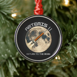 artemis moon mission metal ornament