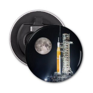 Artemis One Moon Rocket at Night Bottle Opener