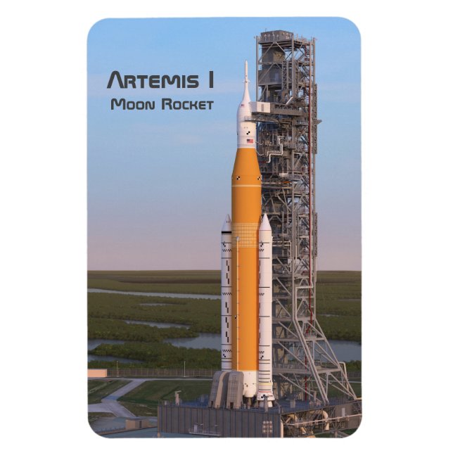 Artemis One Moon Rocket on Pad Magnet (Vertical)