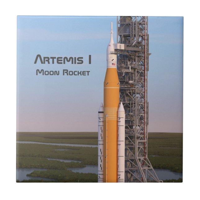 Artemis One Moon Rocket on Pad Tile (Front)