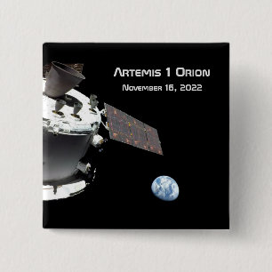 Artemis Orion Spacecraft Blue Marble 2 Inch Square Button