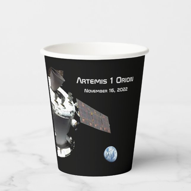 Artemis Orion Spacecraft Blue Marble Paper Cups (Front)