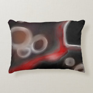 Arterial Motif: Abstract Black, White & Red Accent Pillow