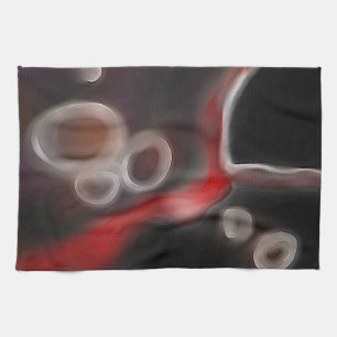 Arterial Motif: Abstract Black, White & Red Kitchen Towel