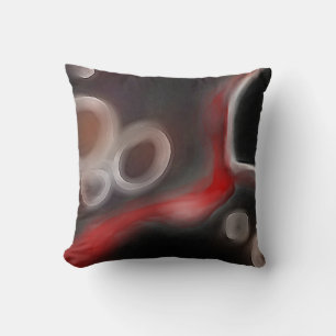 Arterial Motif: Abstract Black, White & Red Throw Pillow