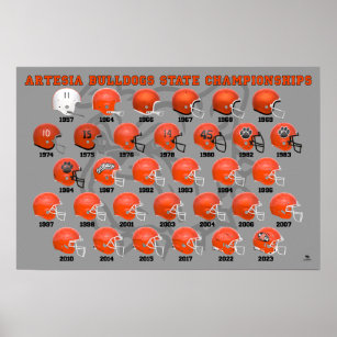 Artesia Bulldogs State Champs Helmet Poster