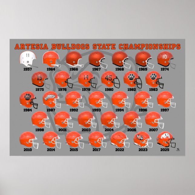 Artesia Bulldogs State Champs Helmet Poster (Front)