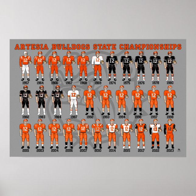 Artesia Bulldogs State Champs Uniforme Poster (Devant)