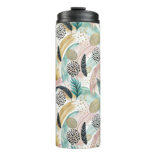 Artful Botanical Brushstroke & Gold Abstract Thermal Tumbler