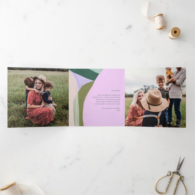 Artful Christmas Holiday Photo Greeting Card (Inside)