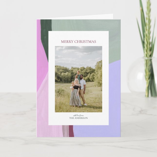 Artful Christmas Holiday Photo Greeting Card (Front)