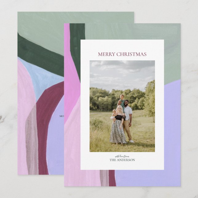 Artful Christmas Holiday Photo Greeting Card (Front/Back)