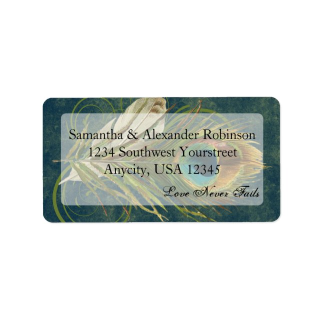 Artful Detail Peacock Feather Address Label (Front)