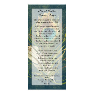 Artful Detail Peacock Feather Rack Card, Menu, Ad Rack Card