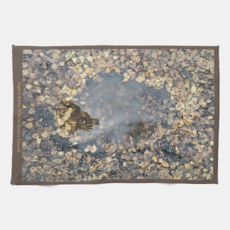 Artful Leafy Fall Reflection Kitchen Towel