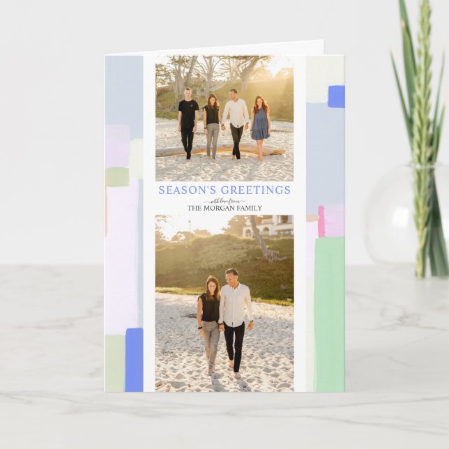 Artful Pastel Christmas Holiday Photo Card (Front)