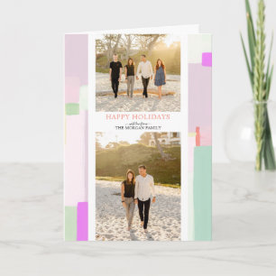 Artful Pastel Christmas Holiday Photo Card