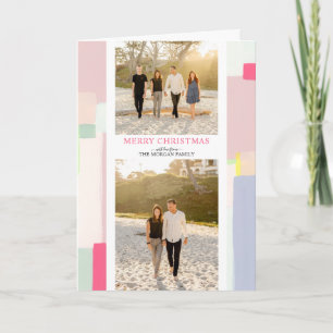 Artful Pastel Christmas Holiday Photo Card