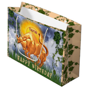 Artful Taurus - Baby The Bull (April 20 -May 20) Large Gift Bag