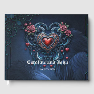 Artfully designed gothic heart guest book