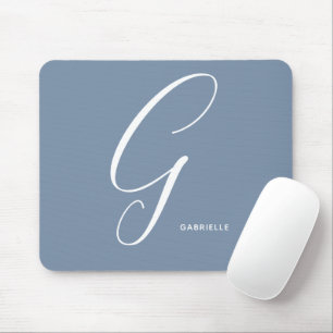 Artfully Monogrammed Script Letter G Blue Mouse Pad