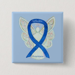 Arthritis Awareness Blue Ribbon Angel Custom Pin