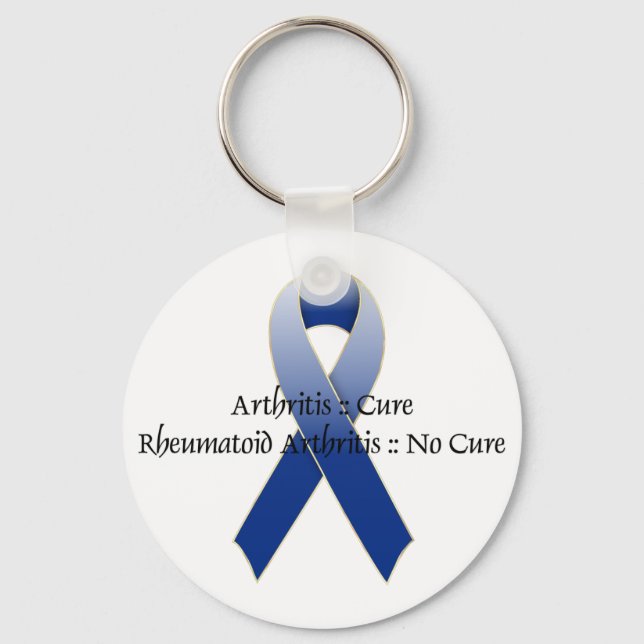 Arthritis Blue Ribbon Awareness Design 4 Keychain (Front)