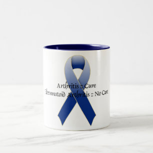 Arthritis Blue Ribbon Awareness Design 4 Two-Tone Coffee Mug