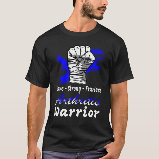 Arthritis Warrior Blue Ribbon Support T-Shirt (Front)